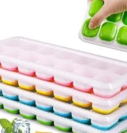 Forma de Gelo Cubo com Tampa Rígida e Flexível Fundo Silicone